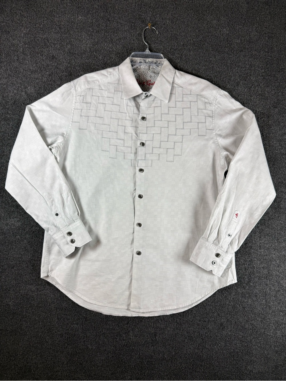 Robert Graham Mens Large Classic Fit White Basket Weave Long Sleeve Shirt L - Picture 1 of 14